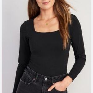 Old Navy | 3X | Black Double-Layered Square Neck Bodysuit